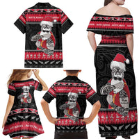New Zealand Santa Tiki Christmas Family Matching Off Shoulder Maxi Dress and Hawaiian Shirt Meri Kirihimete LT05 - Polynesian Pride