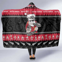New Zealand Santa Tiki Christmas Hooded Blanket Meri Kirihimete LT05 One Size Black - Polynesian Pride