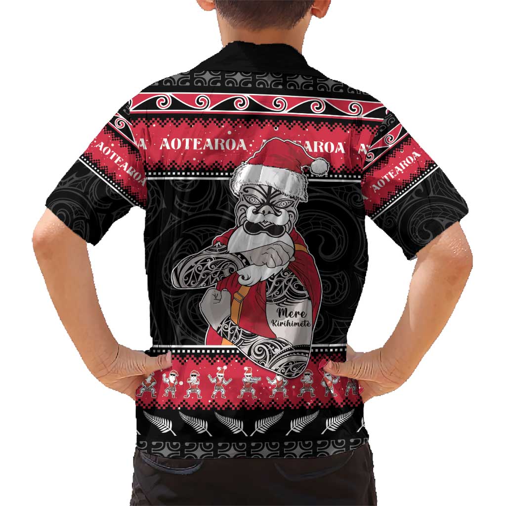 New Zealand Santa Tiki Christmas Kid Hawaiian Shirt Meri Kirihimete LT05 - Polynesian Pride