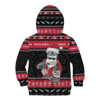 New Zealand Santa Tiki Christmas Kid Hoodie Meri Kirihimete LT05 - Polynesian Pride