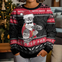 New Zealand Santa Tiki Christmas Kid Ugly Christmas Sweater Meri Kirihimete LT05 - Polynesian Pride