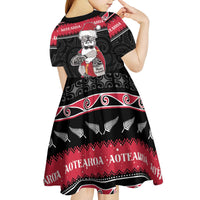 New Zealand Santa Tiki Christmas Kid Short Sleeve Dress Meri Kirihimete LT05 - Polynesian Pride