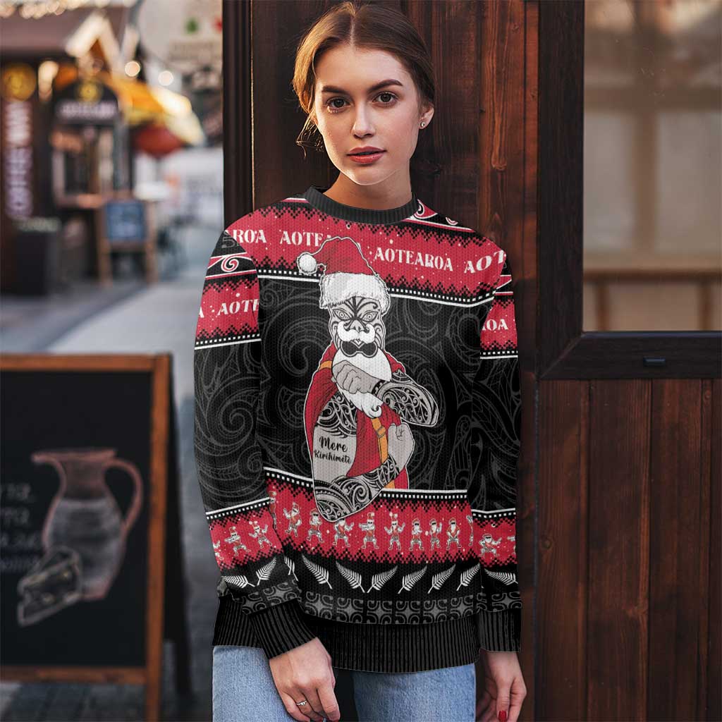 New Zealand Santa Tiki Christmas Ugly Christmas Sweater Meri Kirihimete LT05 - Polynesian Pride