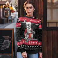 New Zealand Santa Tiki Christmas Ugly Christmas Sweater Meri Kirihimete LT05 - Polynesian Pride
