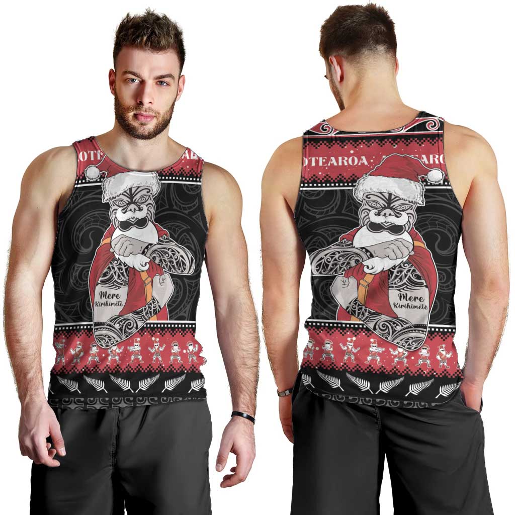 New Zealand Santa Tiki Christmas Men Tank Top Meri Kirihimete LT05 - Polynesian Pride