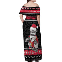 New Zealand Santa Tiki Christmas Off Shoulder Maxi Dress Meri Kirihimete LT05 - Polynesian Pride