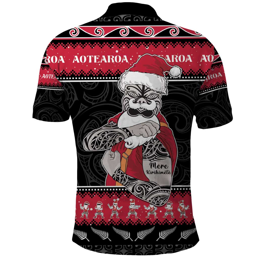 New Zealand Santa Tiki Christmas Polo Shirt Meri Kirihimete LT05 - Polynesian Pride