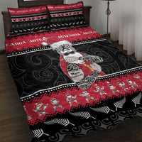 New Zealand Santa Tiki Christmas Quilt Bed Set Meri Kirihimete LT05 Black - Polynesian Pride