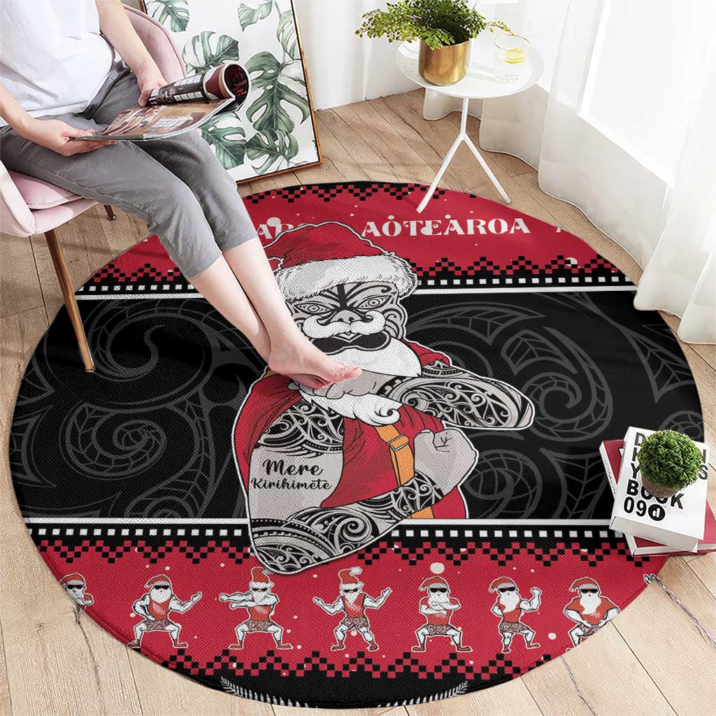 New Zealand Santa Tiki Christmas Round Carpet Meri Kirihimete LT05 - Polynesian Pride