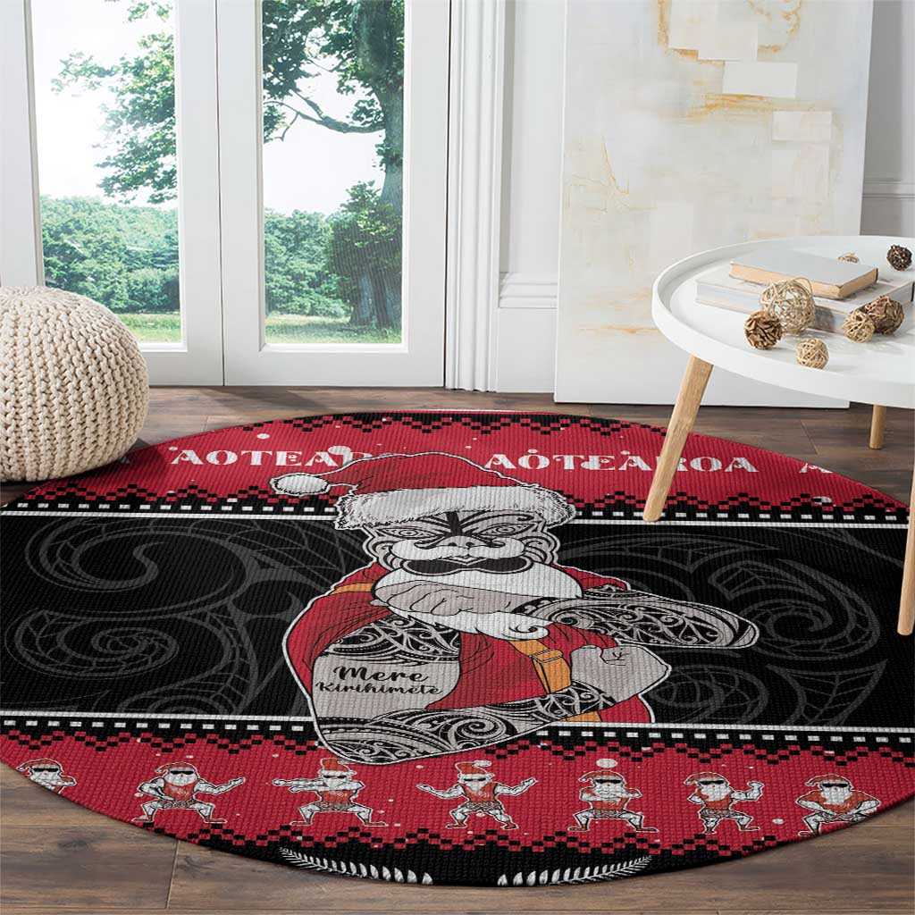 New Zealand Santa Tiki Christmas Round Carpet Meri Kirihimete LT05 - Polynesian Pride