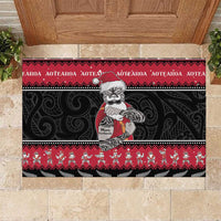 New Zealand Santa Tiki Christmas Rubber Doormat Meri Kirihimete LT05 Black - Polynesian Pride