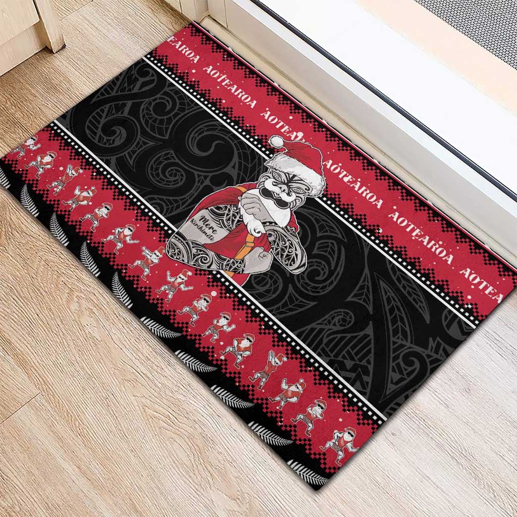 New Zealand Santa Tiki Christmas Rubber Doormat Meri Kirihimete LT05 - Polynesian Pride
