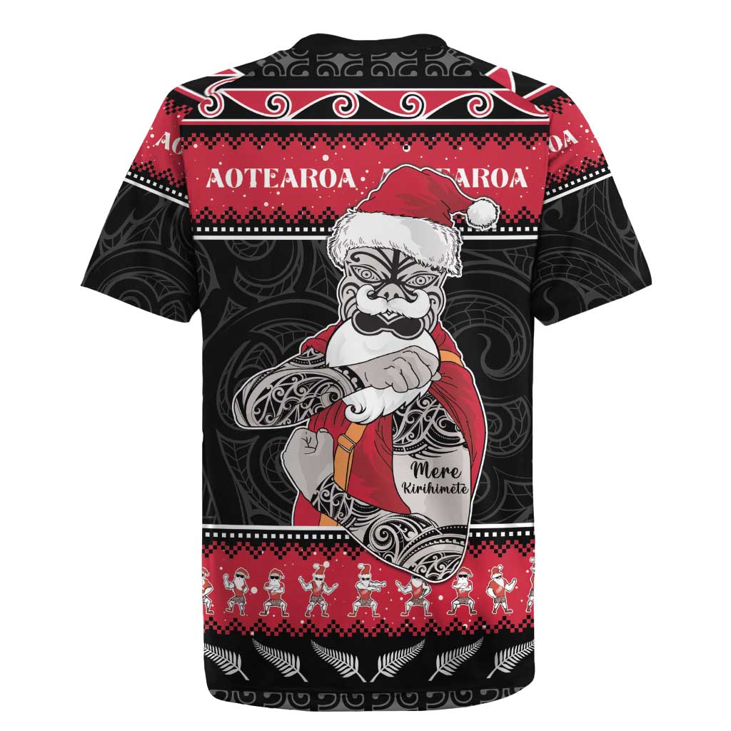New Zealand Santa Tiki Christmas Rugby Jersey Meri Kirihimete LT05 - Polynesian Pride