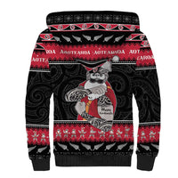 New Zealand Santa Tiki Christmas Sherpa Hoodie Meri Kirihimete LT05 - Polynesian Pride