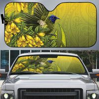 New Zealand Bellbird Auto Sun Shade With Kowhai Flowers LT05 Yellow - Polynesian Pride