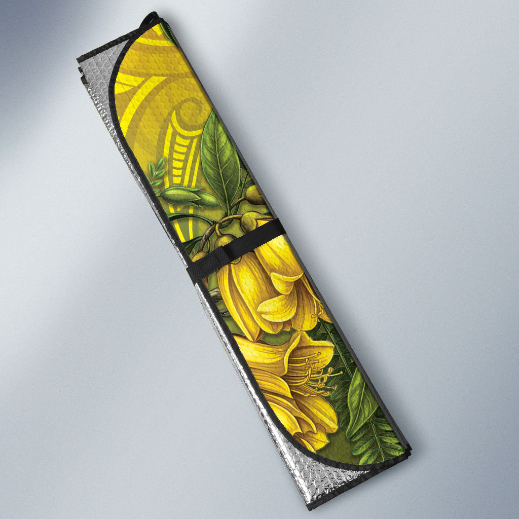 New Zealand Bellbird Auto Sun Shade With Kowhai Flowers LT05 - Polynesian Pride