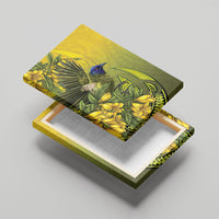 New Zealand Bellbird Canvas Wall Art With Kowhai Flowers LT05 - Polynesian Pride