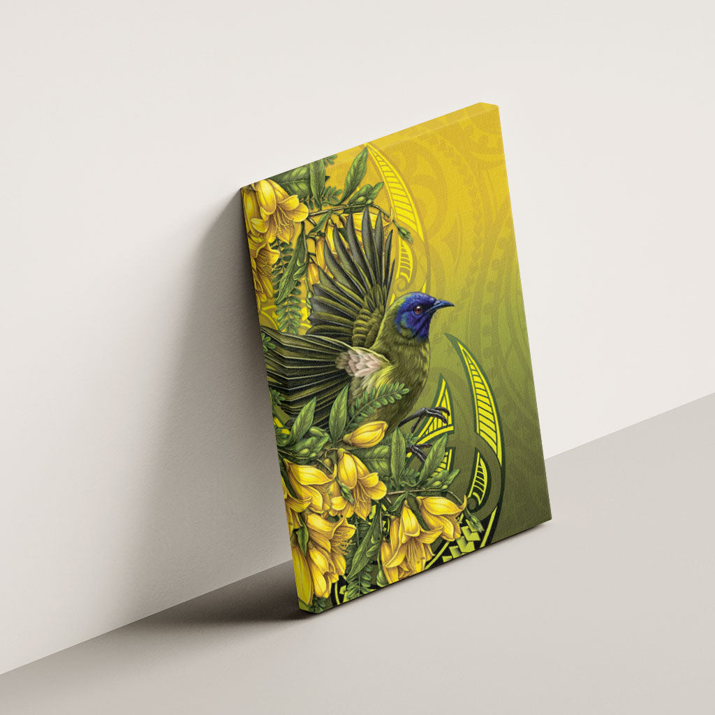 New Zealand Bellbird Canvas Wall Art With Kowhai Flowers LT05 - Polynesian Pride