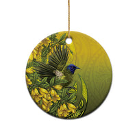 New Zealand Bellbird Ceramic Ornament With Kowhai Flowers LT05 - Polynesian Pride