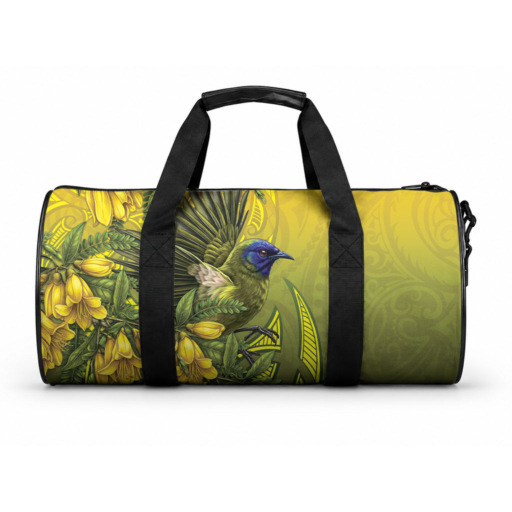 New Zealand Bellbird Duffle Bag With Kowhai Flowers