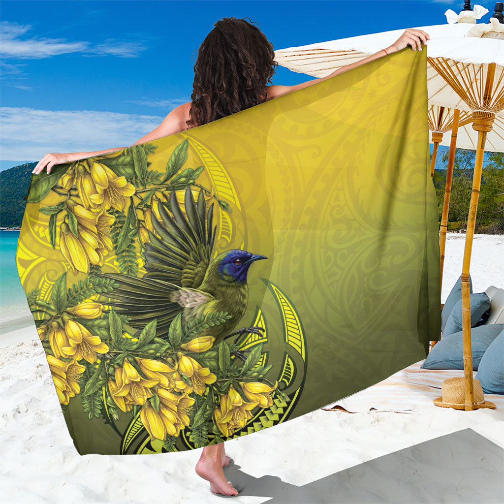 New Zealand Bellbird Sarong With Kowhai Flowers