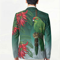 New Zealand Parakeet Bird Blazer With Kakabeak Flowers LT05 - Polynesian Pride