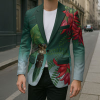 New Zealand Parakeet Bird Blazer With Kakabeak Flowers LT05 - Polynesian Pride