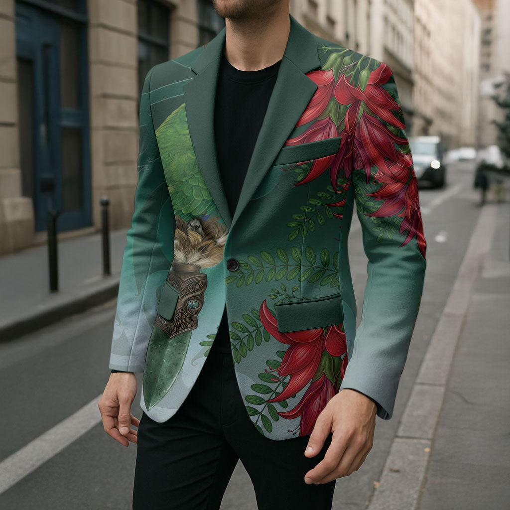 New Zealand Parakeet Bird Blazer With Kakabeak Flowers LT05 - Polynesian Pride