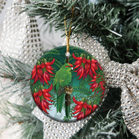 New Zealand Parakeet Bird Ceramic Ornament With Kakabeak Flowers LT05 - Polynesian Pride