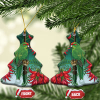 New Zealand Parakeet Bird Ceramic Ornament With Kakabeak Flowers LT05 Christmas Tree Teal - Polynesian Pride