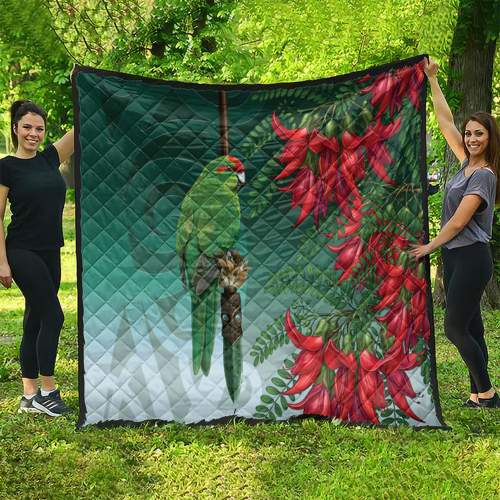 New Zealand Parakeet Bird Quilt With Kakabeak Flowers LT05 - Polynesian Pride