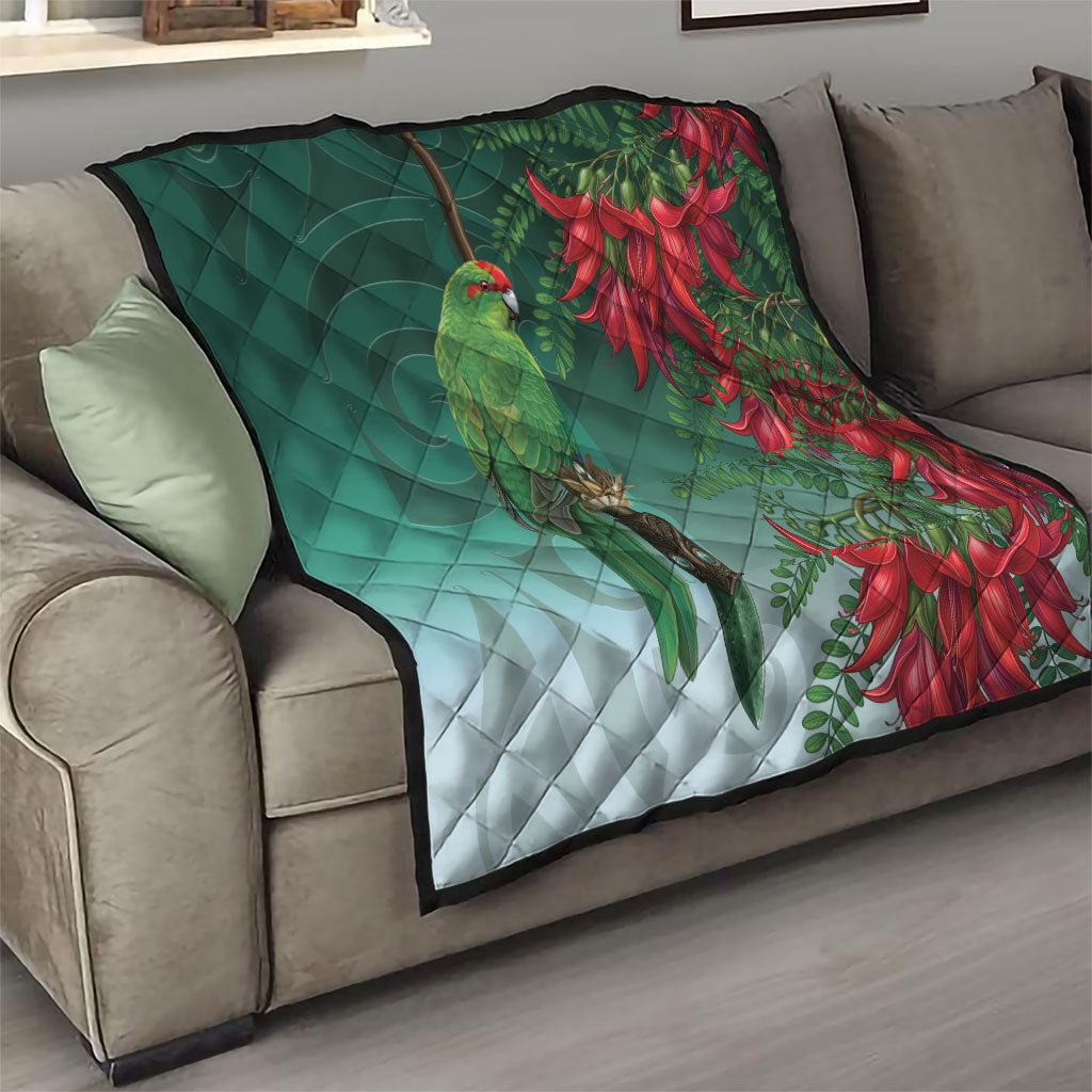 New Zealand Parakeet Bird Quilt With Kakabeak Flowers LT05 - Polynesian Pride