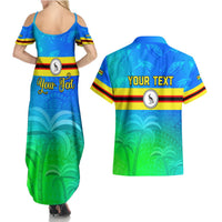 Personalised Solomon Islands Choiseul Province Day Couples Matching Summer Maxi Dress and Hawaiian Shirt Sea Turtle Tribal Pattern LT05 - Polynesian Pride