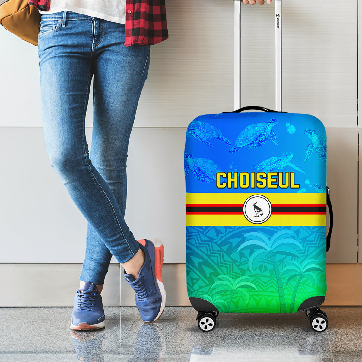 Solomon Islands Choiseul Province Day Luggage Cover Sea Turtle Tribal Pattern LT05 - Polynesian Pride