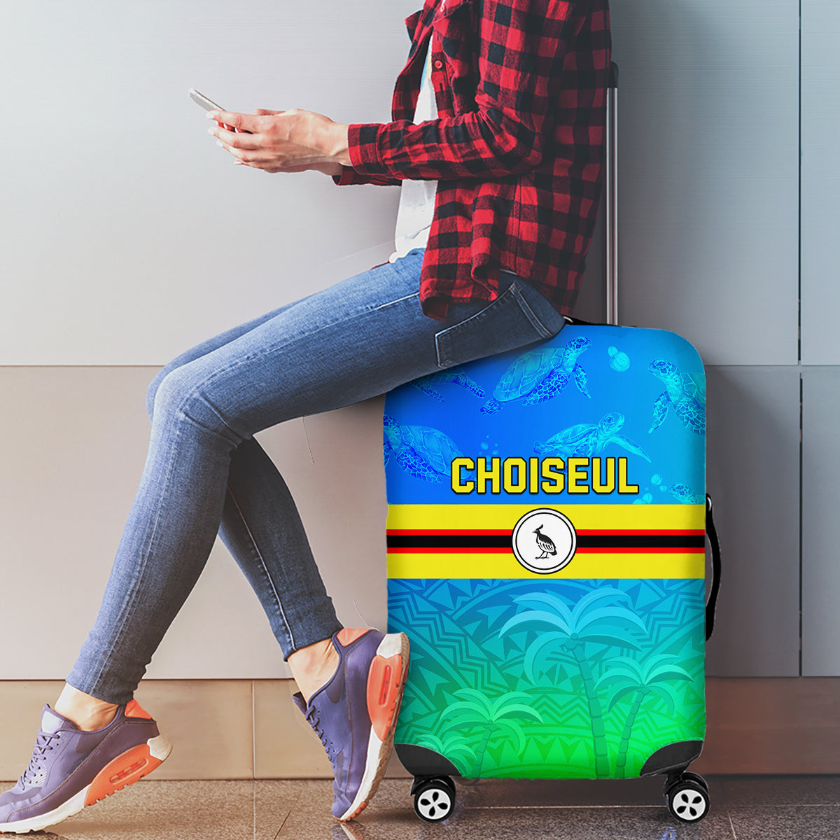 Solomon Islands Choiseul Province Day Luggage Cover Sea Turtle Tribal Pattern LT05 - Polynesian Pride