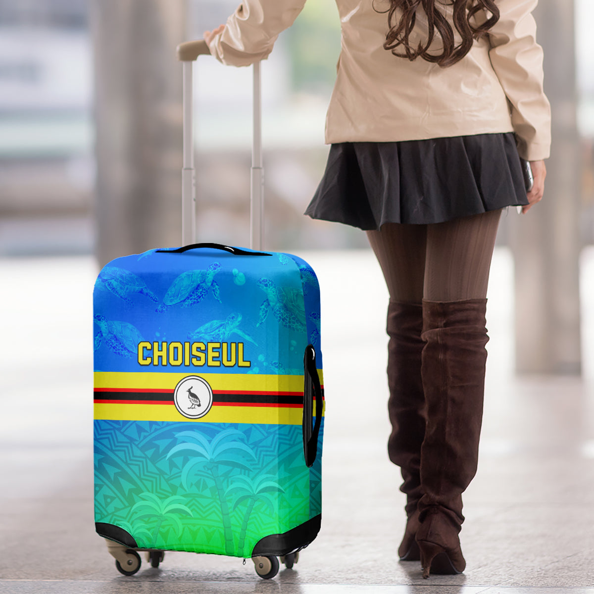 Solomon Islands Choiseul Province Day Luggage Cover Sea Turtle Tribal Pattern LT05 - Polynesian Pride