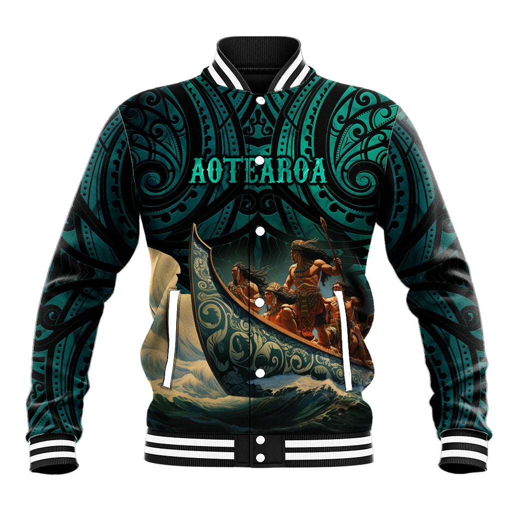 Personalised New Zealand Tamaki Herenga Waka Festival Baseball Jacket Maori Pattern LT05 Unisex Dark Turquoise - Polynesian Pride