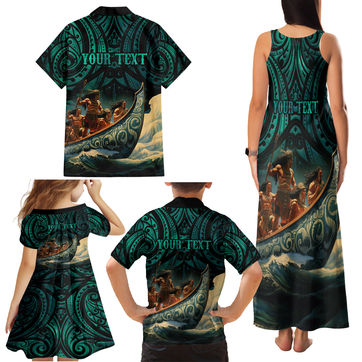 Personalised New Zealand Tamaki Herenga Waka Festival Family Matching Tank Maxi Dress and Hawaiian Shirt Maori Pattern LT05 - Polynesian Pride