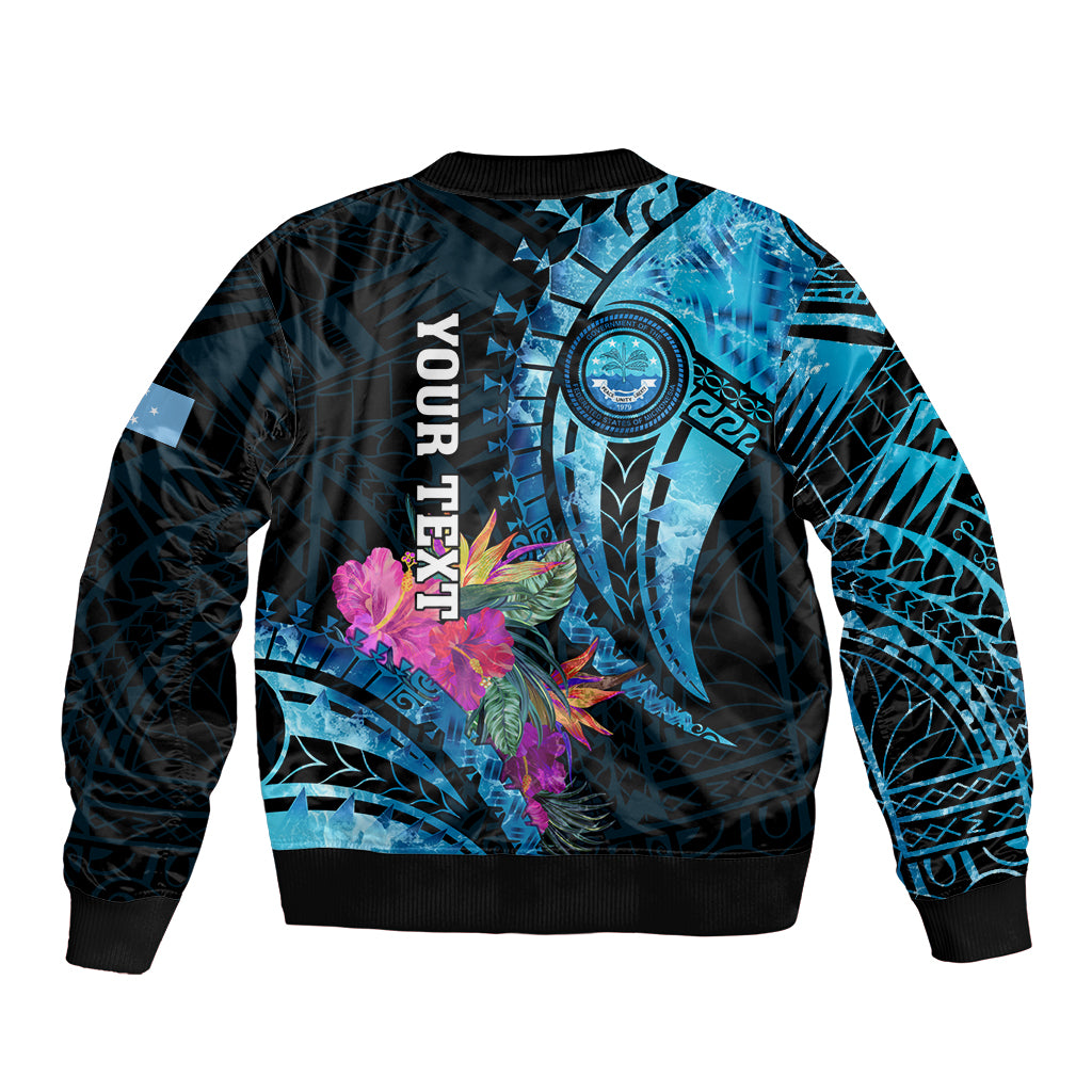 Personalised FSM Culture Day Bomber Jacket Tropical Flowers Tribal Pattern LT05 - Polynesian Pride