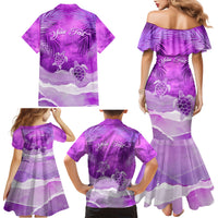 Personalised Pasifika Festival Family Matching Mermaid Dress and Hawaiian Shirt Violet Tropical Turtle LT05 - Polynesian Pride