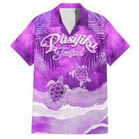 Personalised Pasifika Festival Family Matching Off Shoulder Long Sleeve Dress and Hawaiian Shirt Violet Tropical Turtle LT05 Dad's Shirt - Short Sleeve Violet - Polynesian Pride