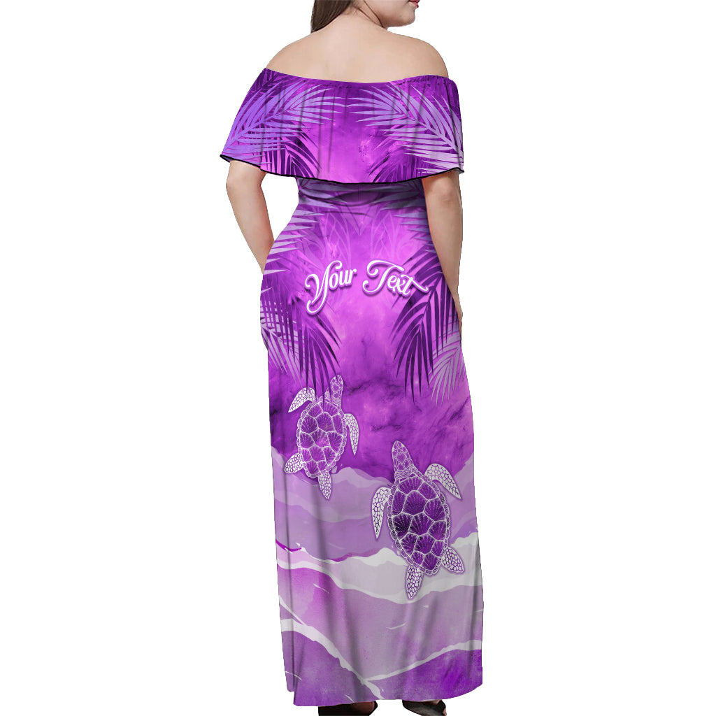 Personalised Pasifika Festival Off Shoulder Maxi Dress Violet Tropical Turtle LT05 - Polynesian Pride