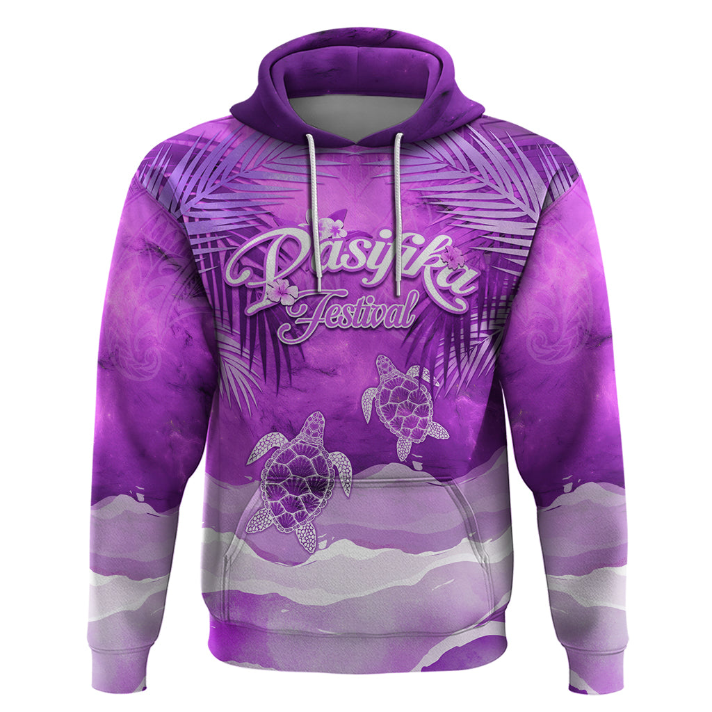 Personalised Pasifika Festival Zip Hoodie Violet Tropical Turtle LT05 Pullover Hoodie Violet - Polynesian Pride