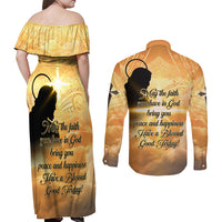Happy Good Friday Couples Matching Off Shoulder Maxi Dress and Long Sleeve Button Shirt God Will Bless You LT05 - Polynesian Pride