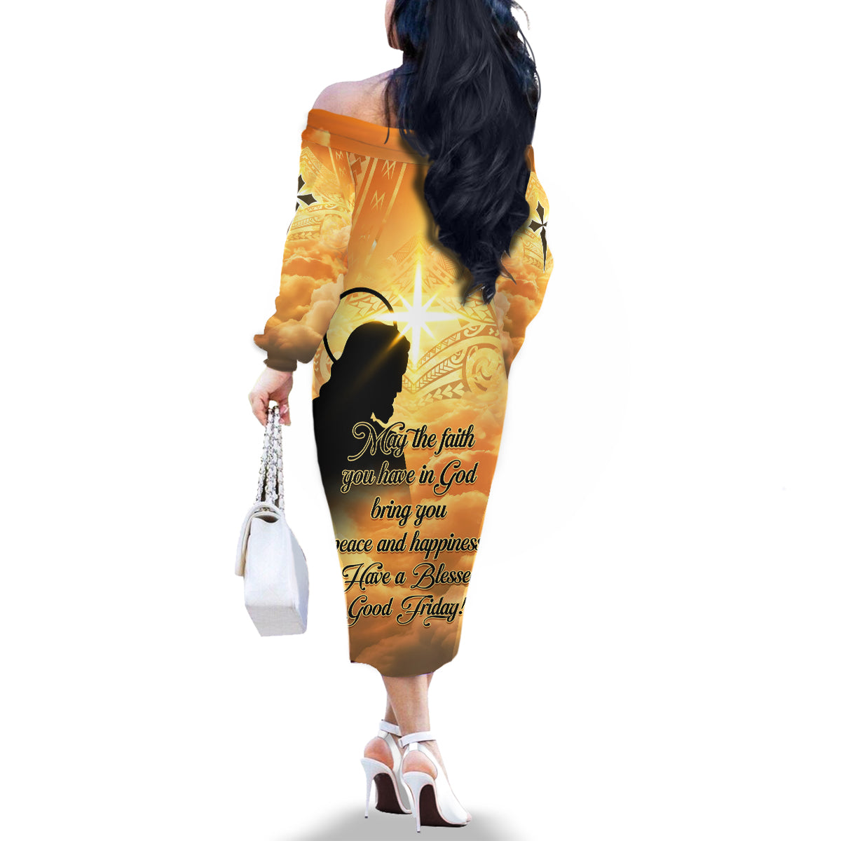 Happy Good Friday Family Matching Off Shoulder Long Sleeve Dress and Hawaiian Shirt God Will Bless You LT05 - Polynesian Pride