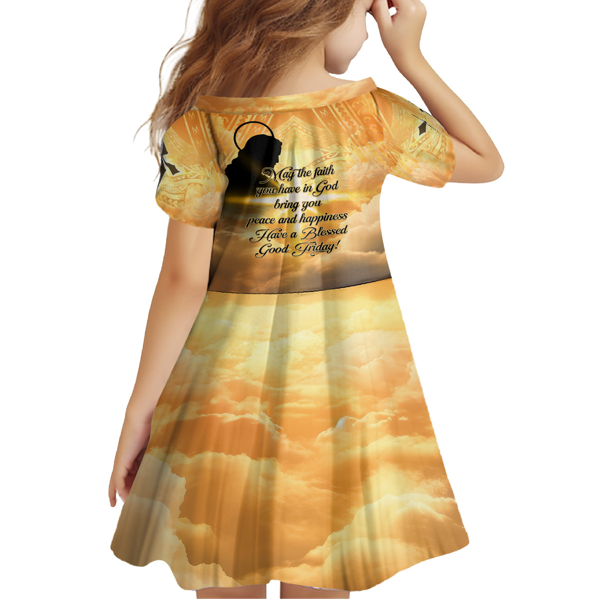 Happy Good Friday Kid Short Sleeve Dress God Will Bless You LT05 - Polynesian Pride