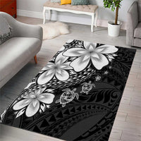 Polynesia Romantic Valentine Area Rug Sea Turtle Couple With Black Plumeria
