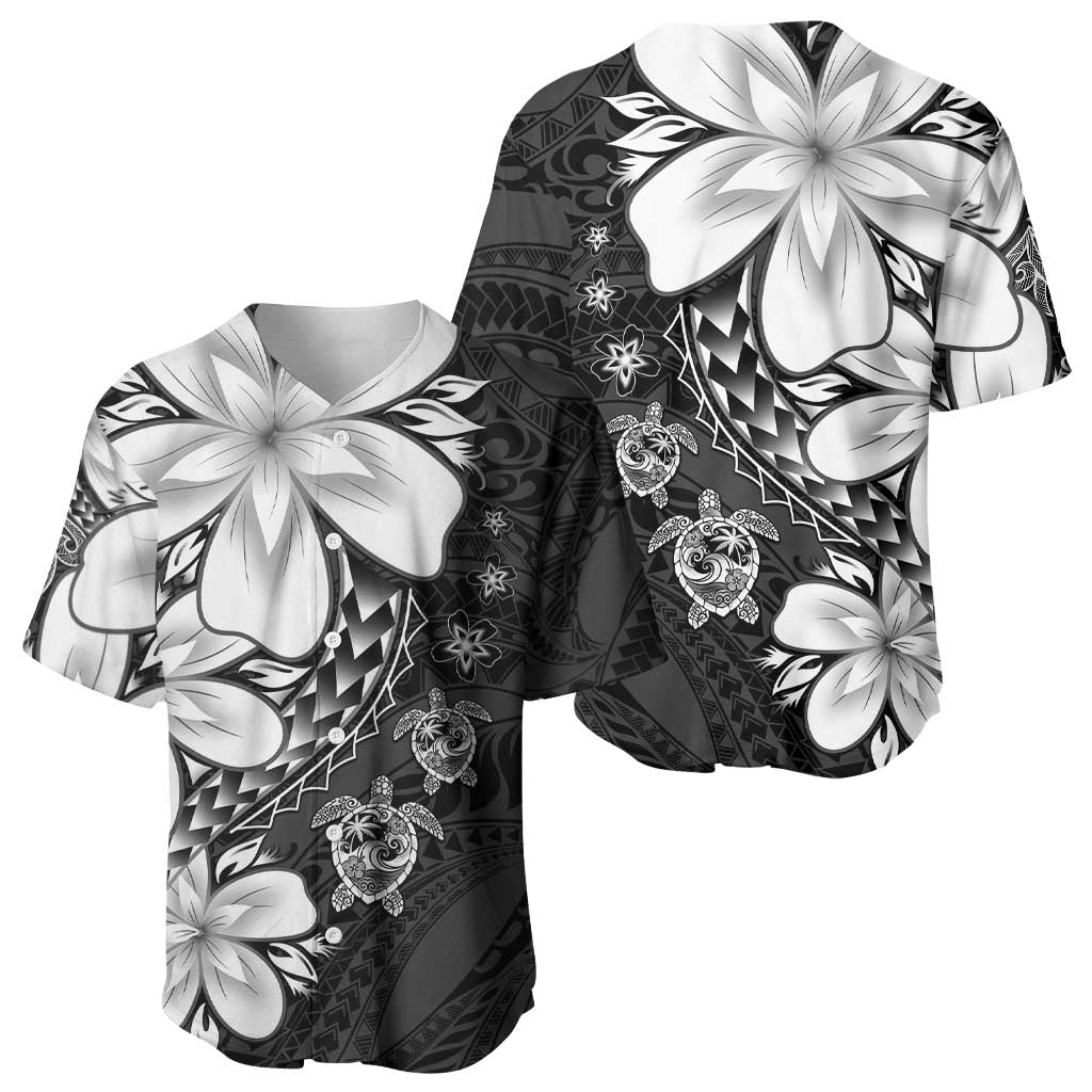 Polynesia Romantic Valentine Baseball Jersey Sea Turtle Couple With Black Plumeria