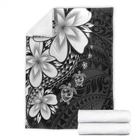 Polynesia Romantic Valentine Blanket Sea Turtle Couple With Black Plumeria