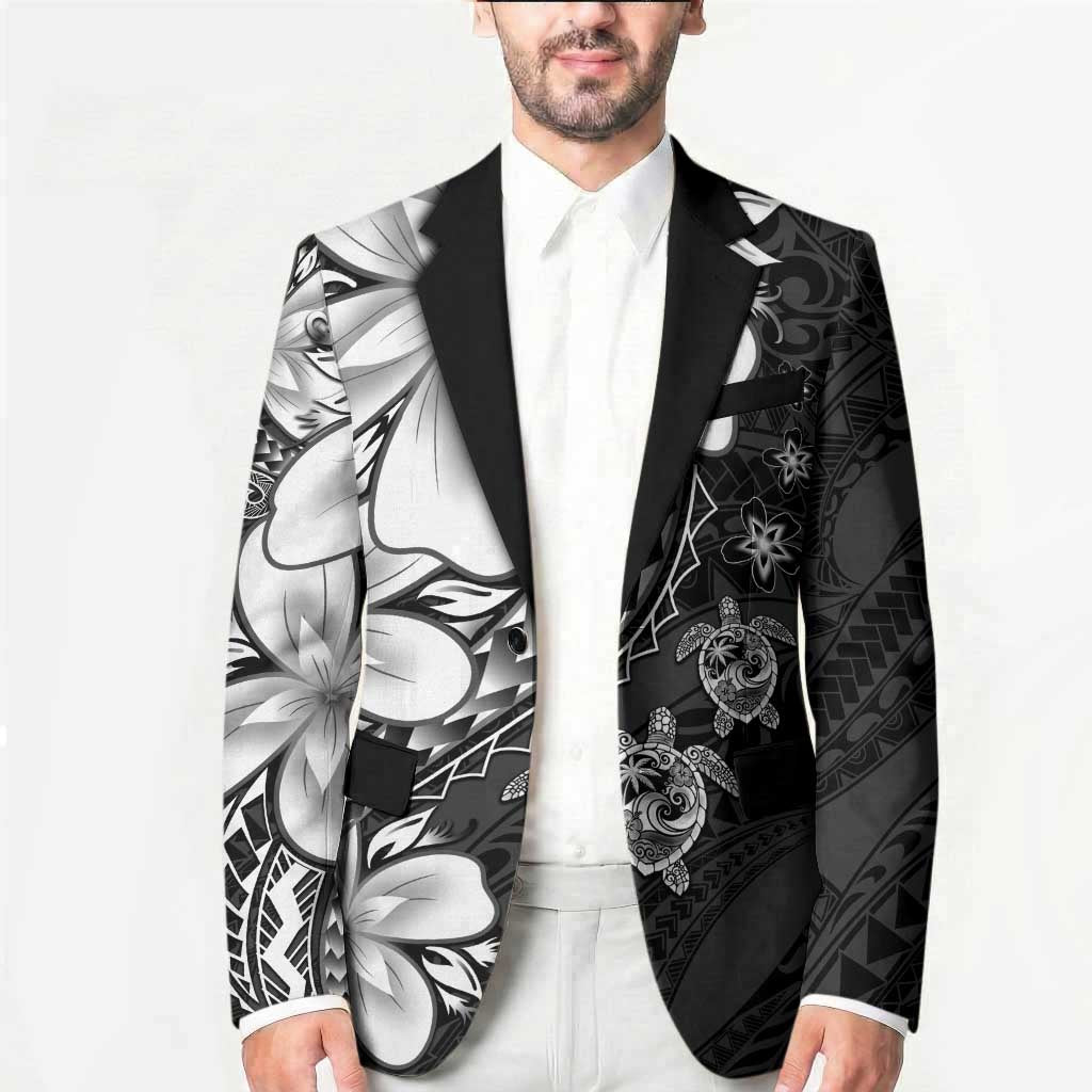Polynesia Romantic Valentine Blazer Sea Turtle Couple With Black Plumeria